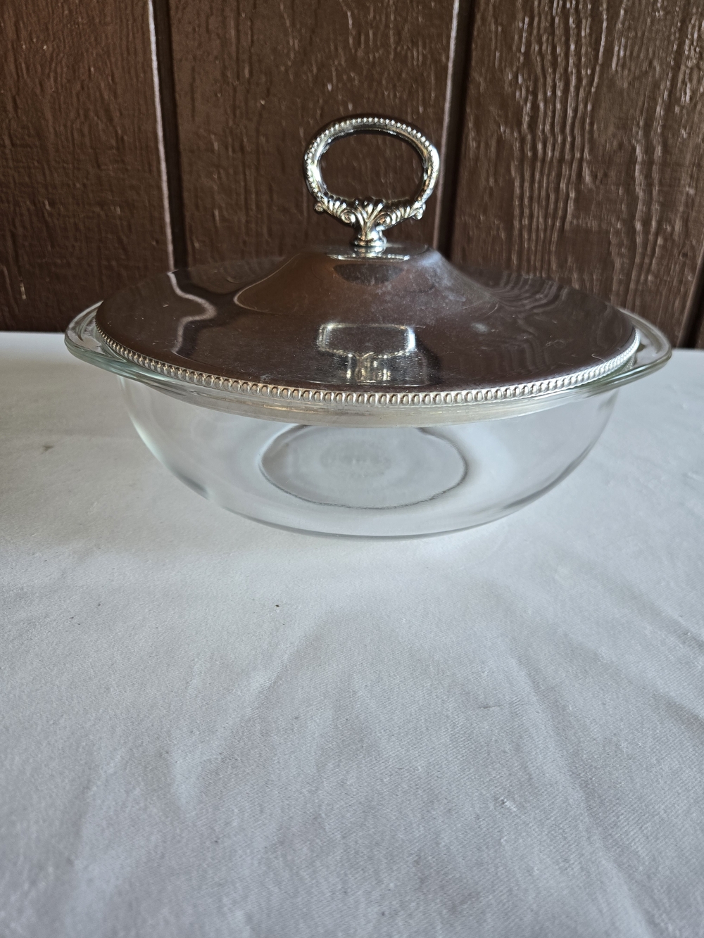 Pyrex Clear 2 Qt Casserole Dish 024 with Ornate Handle Lid Vintage